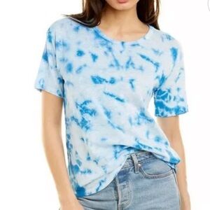 AMO Scoop Neck Tee Slub T Shirt- Sky Tie Dye Size S - Relaxed Fit NWT MSRP $100